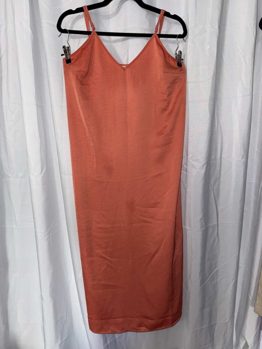 a new day Coral Slip Midi Dress with V-Neck